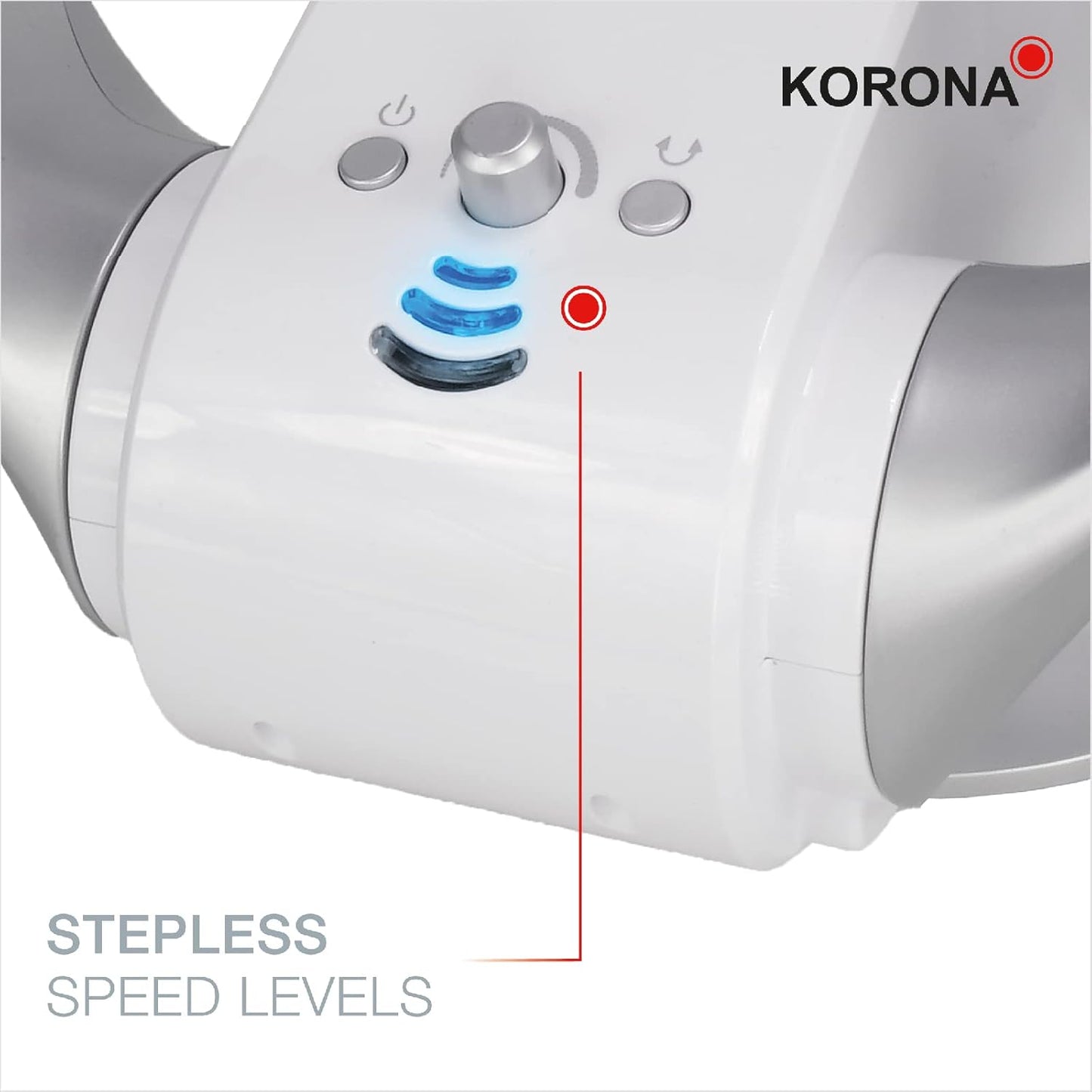 Korona 81008 – Ventilator Muri dhe Tavoline pa Helika, me Lëkundje, Montim në Mur, Me Timer dhe Telekomandë, Ngjyrë E Bardhë-Argjend