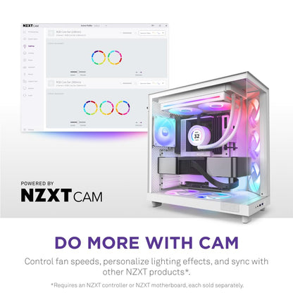 NZXT F280 RGB Core – Njësi ventilatorësh 280mm me një kornizë, me 2 ventilatorë RGB 140mm – Kontroll shpejtësie dhe ndriçimi – Presion statik dhe rrjedhje ajri e lartë – Leje dinamike fluide – 8 LED ARGB për ventilator – E bardhë