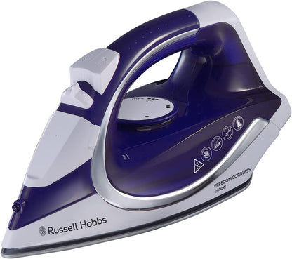 Pegëll me avull pa kabell Russell Hobbs Freedom | Karikohet shpejt në 5 sekonda | Avulli gati në 30 sekonda | Pllakë qeramike jo-ngjitëse | Shtypje avulli 135g | Avull i vazhdueshëm 40g | Rezervuar uji 300ml | 2400W | Modeli 23300