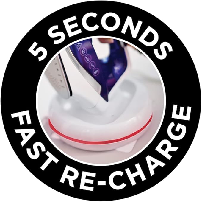 Pegëll me avull pa kabell Russell Hobbs Freedom | Karikohet shpejt në 5 sekonda | Avulli gati në 30 sekonda | Pllakë qeramike jo-ngjitëse | Shtypje avulli 135g | Avull i vazhdueshëm 40g | Rezervuar uji 300ml | 2400W | Modeli 23300