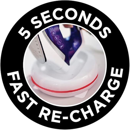 Pegëll me avull pa kabell Russell Hobbs Freedom | Karikohet shpejt në 5 sekonda | Avulli gati në 30 sekonda | Pllakë qeramike jo-ngjitëse | Shtypje avulli 135g | Avull i vazhdueshëm 40g | Rezervuar uji 300ml | 2400W | Modeli 23300