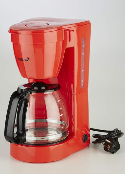 Makineri Kafeje Korona 10117 – Gjysmë-Automatik, 1.5L / 12 Filxhanë, Fuqi 800W, Ngjyrë e Kuqe, Për Kafe të Bluar, Vendqëndrues (Freestanding)