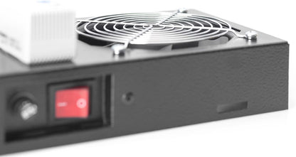 Njësia e Ventilimit në Çati për Kabinete Murale / Rack DIGITUS, me 2 Ventilatorë dhe Termostat, e Zezë