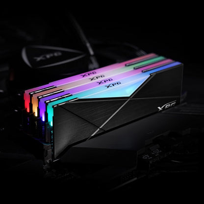 Memorie RAM ADATA XPG SPECTRIX D55 DDR4 RGB 16GB (2x8GB) 3200MHz – Performancë e Lartë për Gaming, Heatsink Metalik, Mbështet XMP 2.0, për Desktop, E Zezë