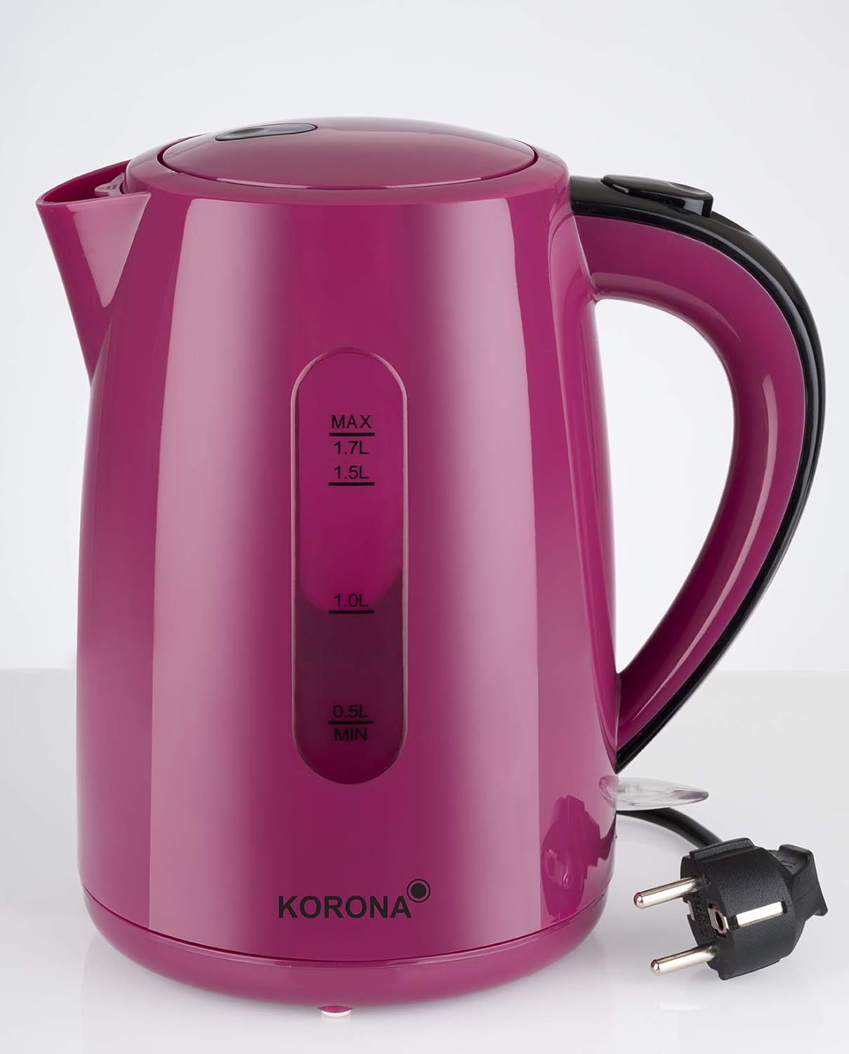 Korona 20134 Çajnik elektrik | Kapacitet 1.7 litra | Stil retro | Ngjyrë tërheqëse | Fuqi e lartë 2200 Watt | Bazë rrotulluese 360° | Ngjyrë: Berry