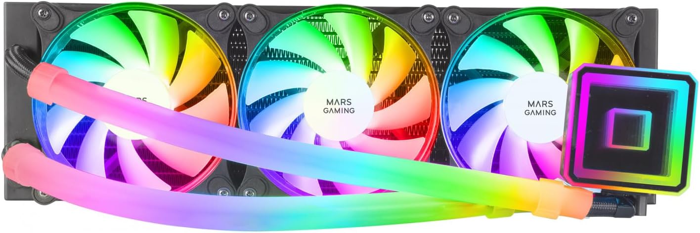 Mars Gaming ML-ULTRA360 Black – Ftohje Lëngu për CPU, TDP 650W, Pasqyrë Infinite, 3 Ftohës Silent FDB ARGB, Tubacione ARGB, Multisocket Universal