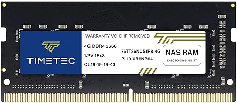 Memorie Timetec DDR4-2666 4GB SODIMM – Zëvendësim për Synology D4NESO-2666-4G | Pa ECC, Jo e Bufruar | E Përshtatshme për Modelet RS820RP+, RS820+, DS920+, DS720+, DS420+, DS220+, DS2419+, DS2419+II, DS1819+, DVA3219, DS1618+