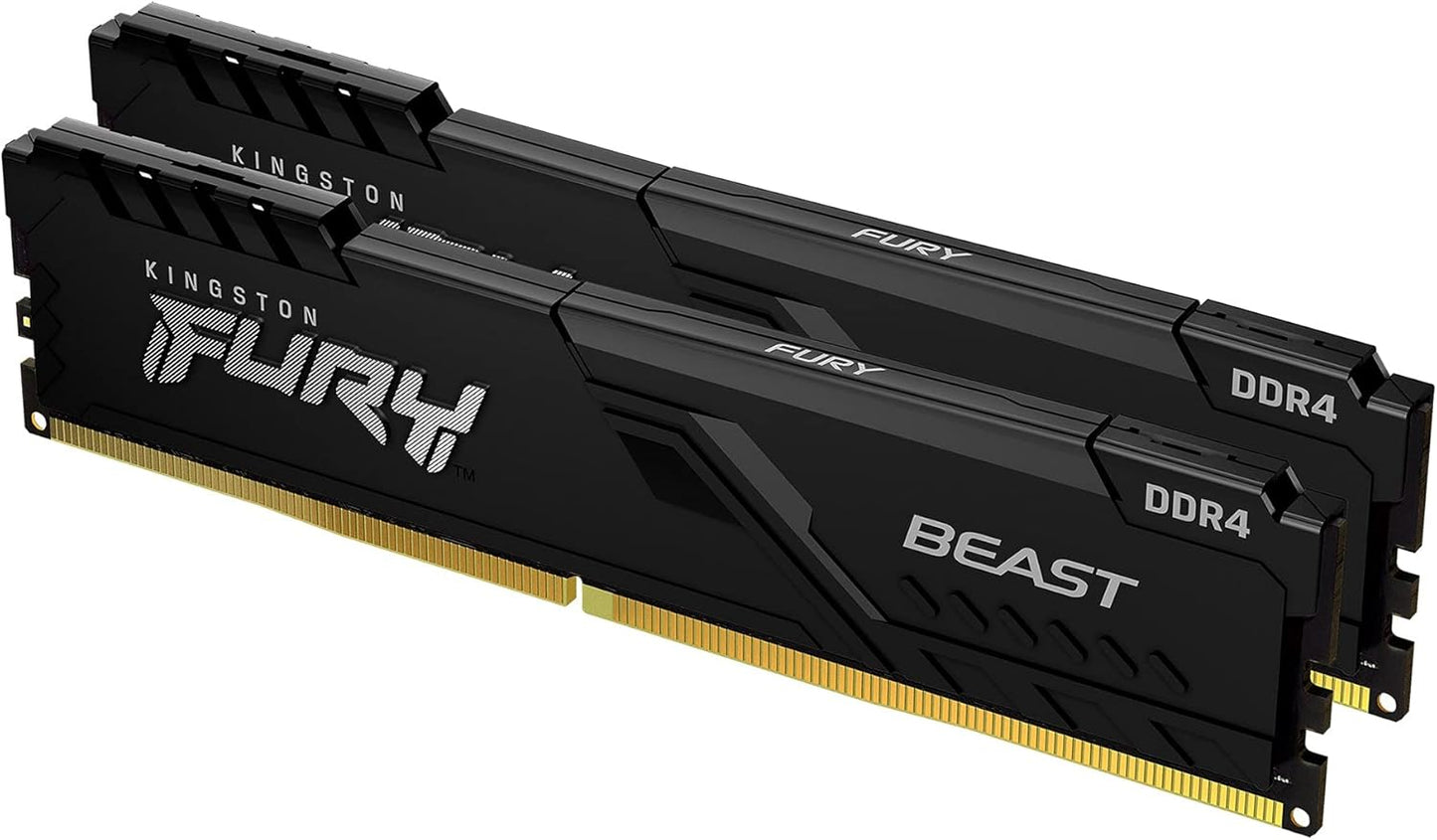 Memorie RAM Kingston FURY Beast 32GB (2x16GB) DDR4 3200MHz CL16 për Desktop – Kit me 2 Module (KF432C16BB1K2/32)