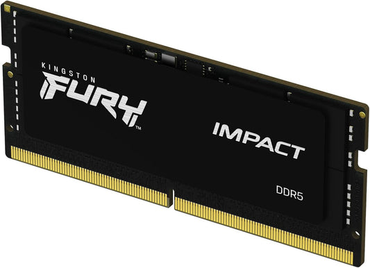 Memorie RAM Kingston FURY Impact 16GB DDR5 4800MT/s CL38 SODIMM për Notebook dhe Gaming – Moduli i Vetëm, E Zezë (KF548S38IB-16)
