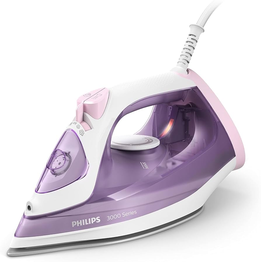 Hekur me Avull Philips Series 3000 – Fuqi 2000W, Goditje Avulli 140g, Pllakë Qeramike Rezistente ndaj Gërvishtjeve, Avull i Vazhdueshëm 30g/min, Rezervuar Uji 300ml, Sistem Kundër Pikimi