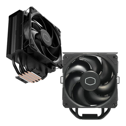 Cooler Master Hyper 212 Black – Ftohës ajri për procesor – Ventilator SickleFlow 120 Edge me kontroll PWM – Mbulesë alumini në pjesën e sipërme – 4 tuba nxehtësie prej bakri – Lartësi 152 mm – Përshtatje për AMD Ryzen AM5/AM4 dhe Intel LGA 1851/1700/1200