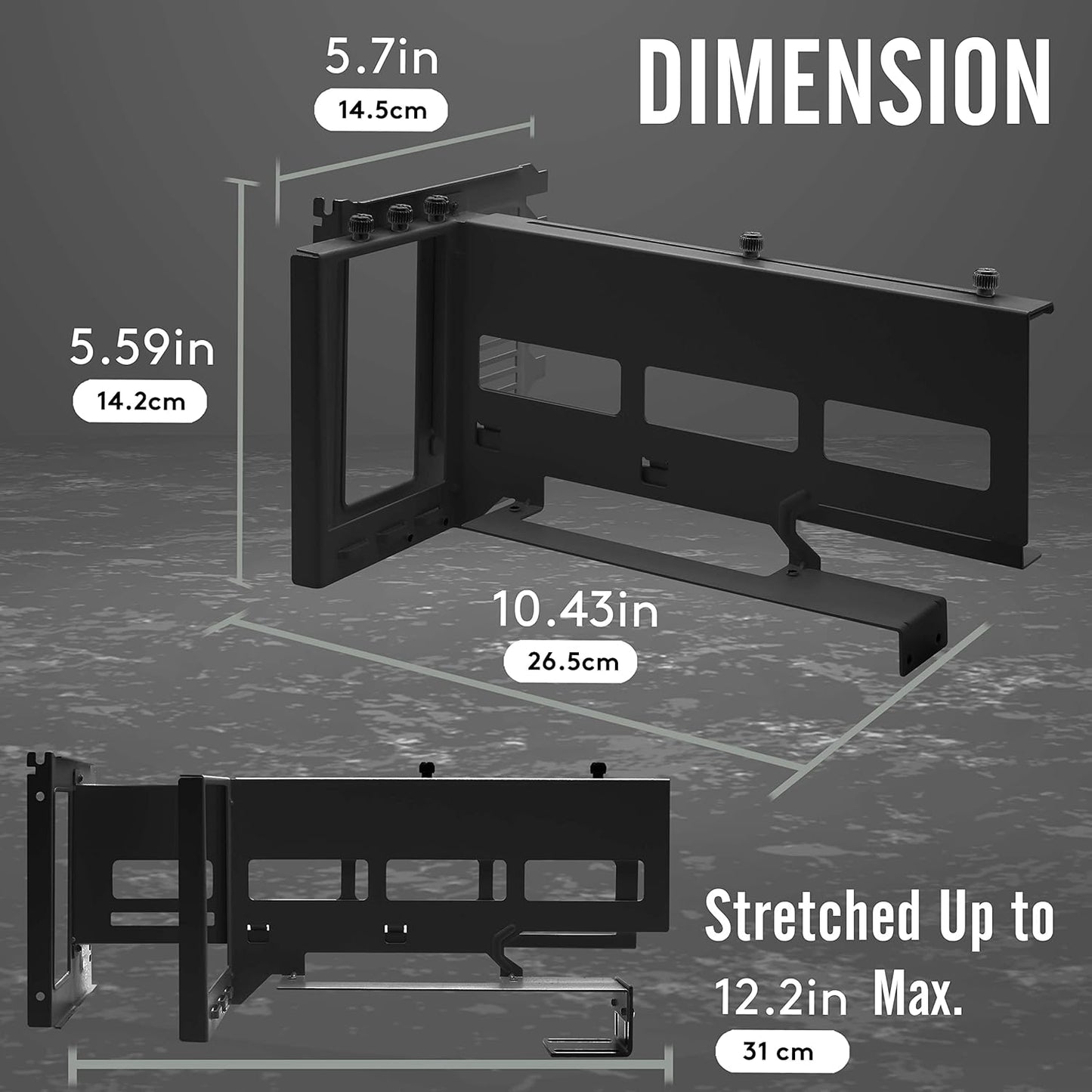 Mbajtëse Vertikale për GPU EZDIY-FAB me Kabllo PCIe 4.0 (17 cm, 90°) + Ndriçim ARGB LED, e Zezë