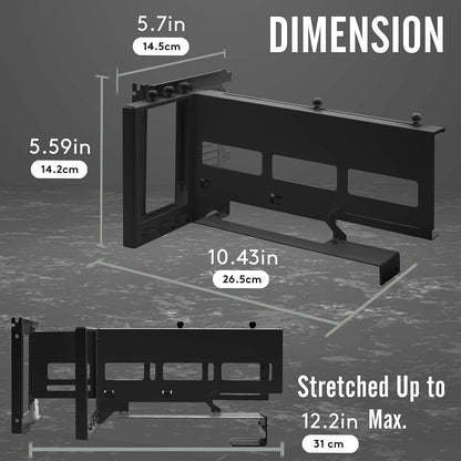 Mbajtëse Vertikale për GPU EZDIY-FAB me Kabllo PCIe 4.0 (17 cm, 90°) + Ndriçim ARGB LED, e Zezë
