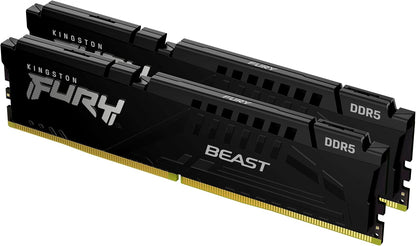 Memorie RAM Kingston FURY Beast 32GB (2x16GB) DDR5 6000MT/s CL30 për Desktop | Mbështet AMD EXPO | Kit me 2 Module (KF560C30BBEK2-32)