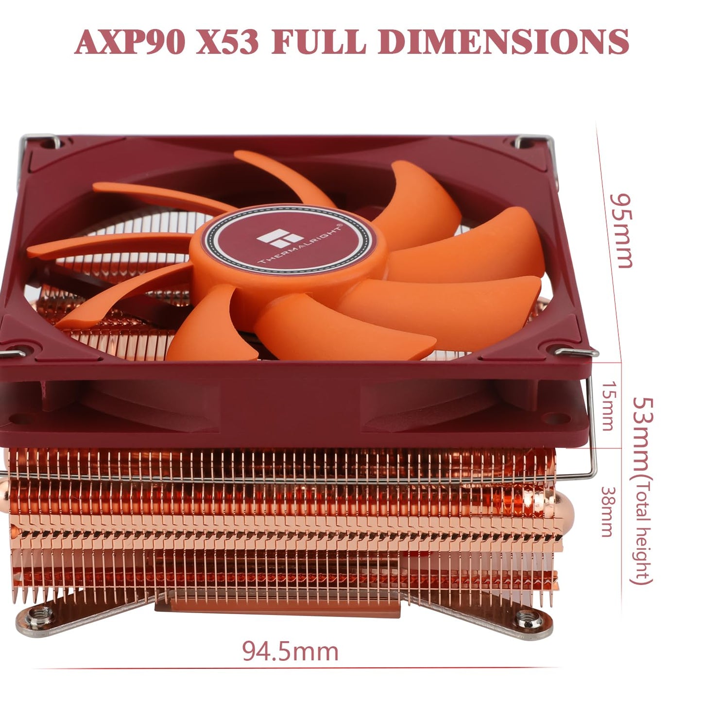 Ftohës CPU me profil të ulët Thermalright AXP90-X53 Full Baker me ventilator 92mm TL-9015R PWM, 53mm lartësi, për ITX – për AMD AM4/AM5 dhe Intel 1700/1150/1151/1200/1851