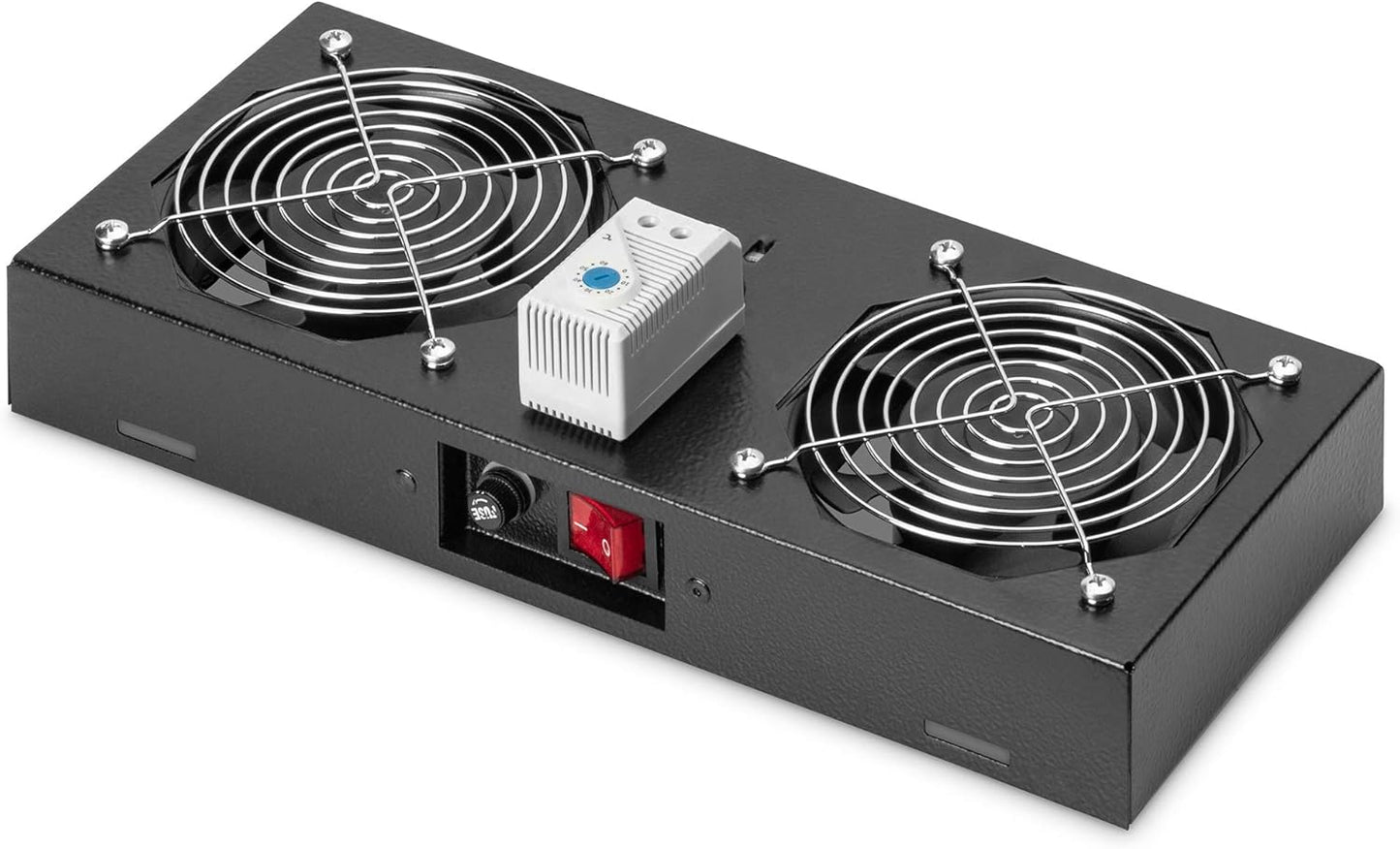 Njësia e Ventilimit në Çati për Kabinete Murale / Rack DIGITUS, me 2 Ventilatorë dhe Termostat, e Zezë