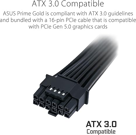 Furnizues Rryme ASUS Prime 850W Gold – Modular i Plotë, ATX 3.0, Çertifikim 80+ Gold, Mbajtës me Dy Kuleç, Dy Ngjyresh.