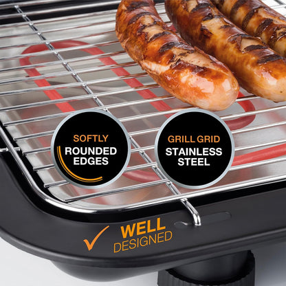 Korona Gril Elektrik Tryeze me Sipërfaqe të Madhe Pjekjeje (51 x 30 cm) 2200 Watt, Element Ngrohës i Heqshëm, Buton Sigurie, Rregullim i Vazhdueshëm i Temperaturës