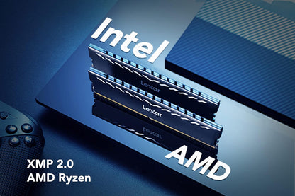 Lexar THOR DDR4 RAM 16GB Kit (2x8GB) 3200 MHz, DRAM 288-Pin UDIMM Memorie për Desktop, XMP 2.0 Memorie Kompjuterike me Performancë të Lartë, CL16-18-18-38, 1.35V (LD4BU008G-R3200GDXG)