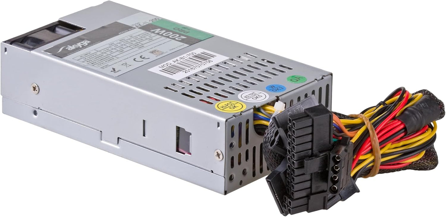 Furnizues Rryme Akyga AK-I1-200 – 200W, me Ventilator të Qetë 40 mm, Ngjyrë Gri – për Mini PC ose Kasa Industriale (ITX)