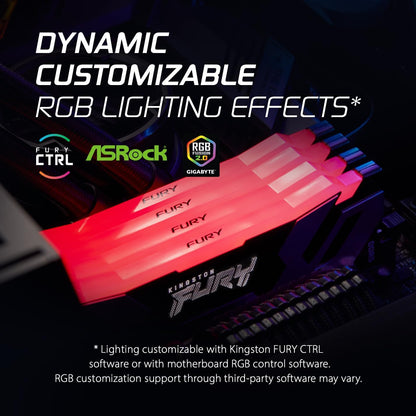 Memorie RAM Kingston Fury Renegade White RGB XMP 32GB (2x16GB) DDR5 6000MT/s CL32 DIMM për Desktop dhe Gaming – Kit me 2 Module (KF560C32RWAK2-32)