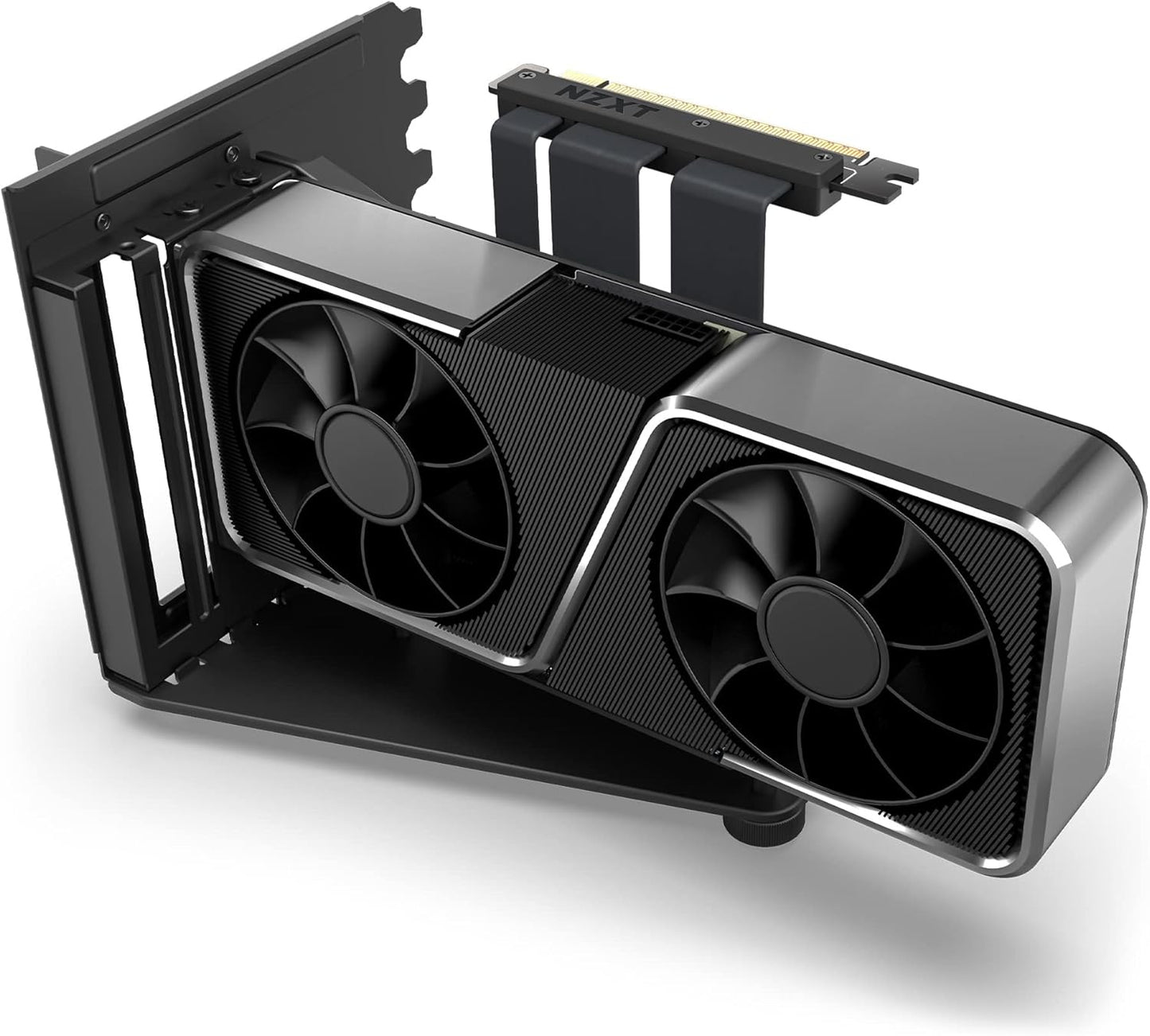 Komplet për montimin vertikal të kartës grafike NZXT – Kabllo PCIe 4.0x16 175 mm – Mbajtëse për GPU – Kllapë prej çeliku të qëndrueshëm – Ngjyrë e zezë