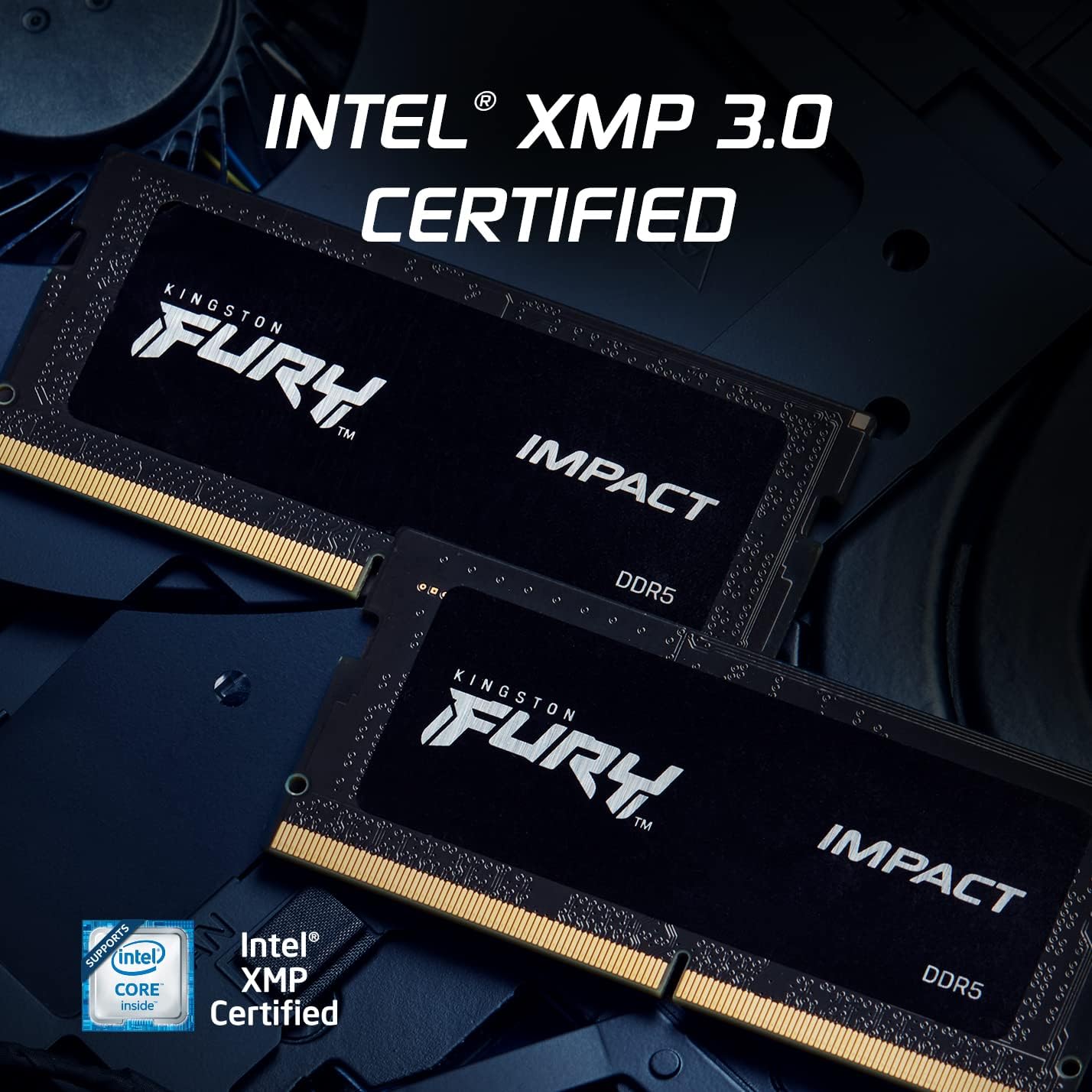 Memorie RAM Kingston FURY Impact 32GB (2x16GB) DDR5 6400MT/s CL38 SODIMM – Performancë Super për Laptopë të Avancuar dhe Gaming | Intel XMP 3.0 | Plug & Play | Kit me 2 Module