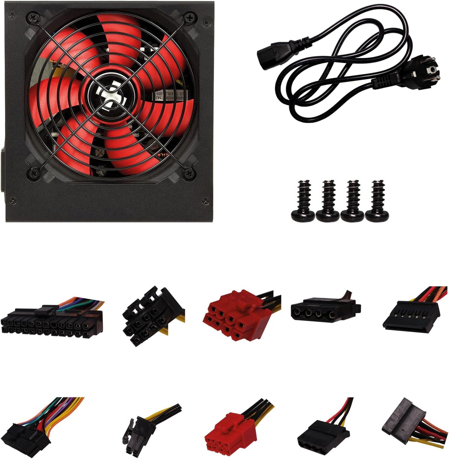 Xilence XP600R6 – Furnizues energjie për PC, 600 W fuqi, formati ATX, ngjyrë e kuqe/zezë