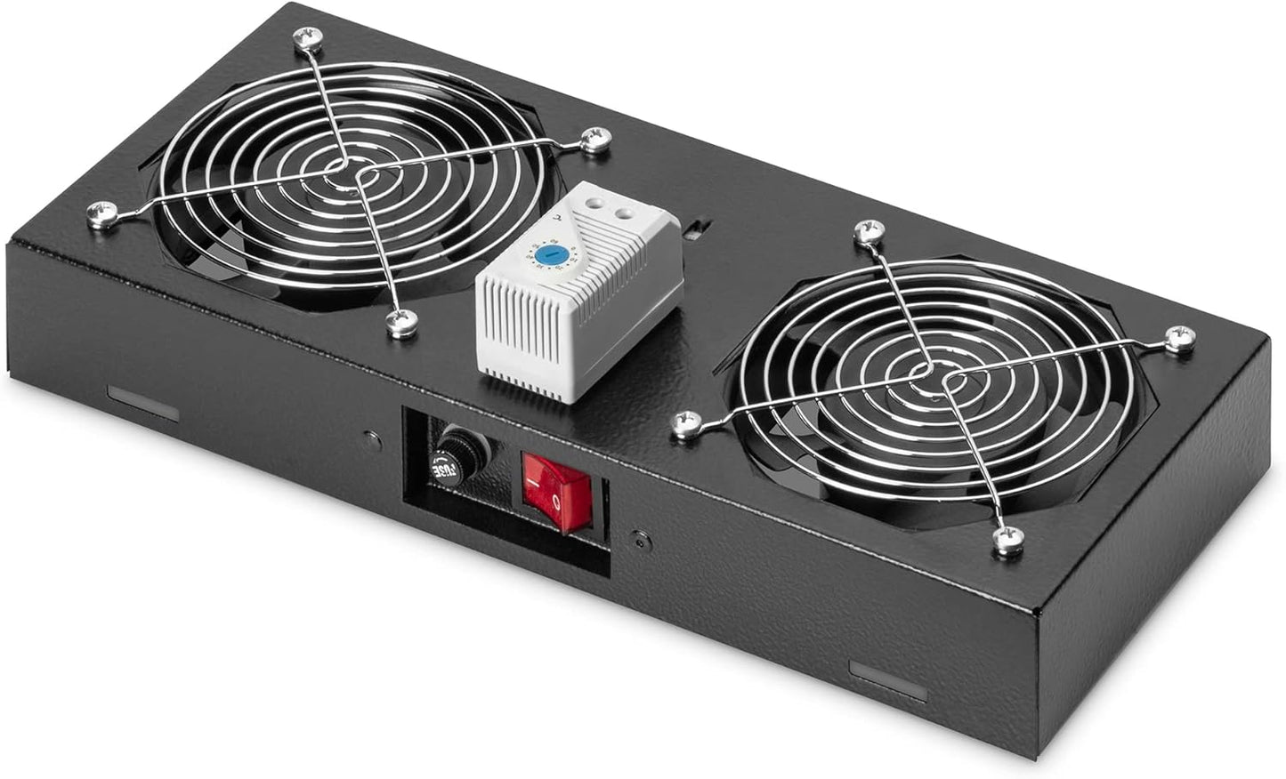 Njësia e Ventilimit në Çati për Kabinete Murale / Rack DIGITUS, me 2 Ventilatorë dhe Termostat, e Zezë