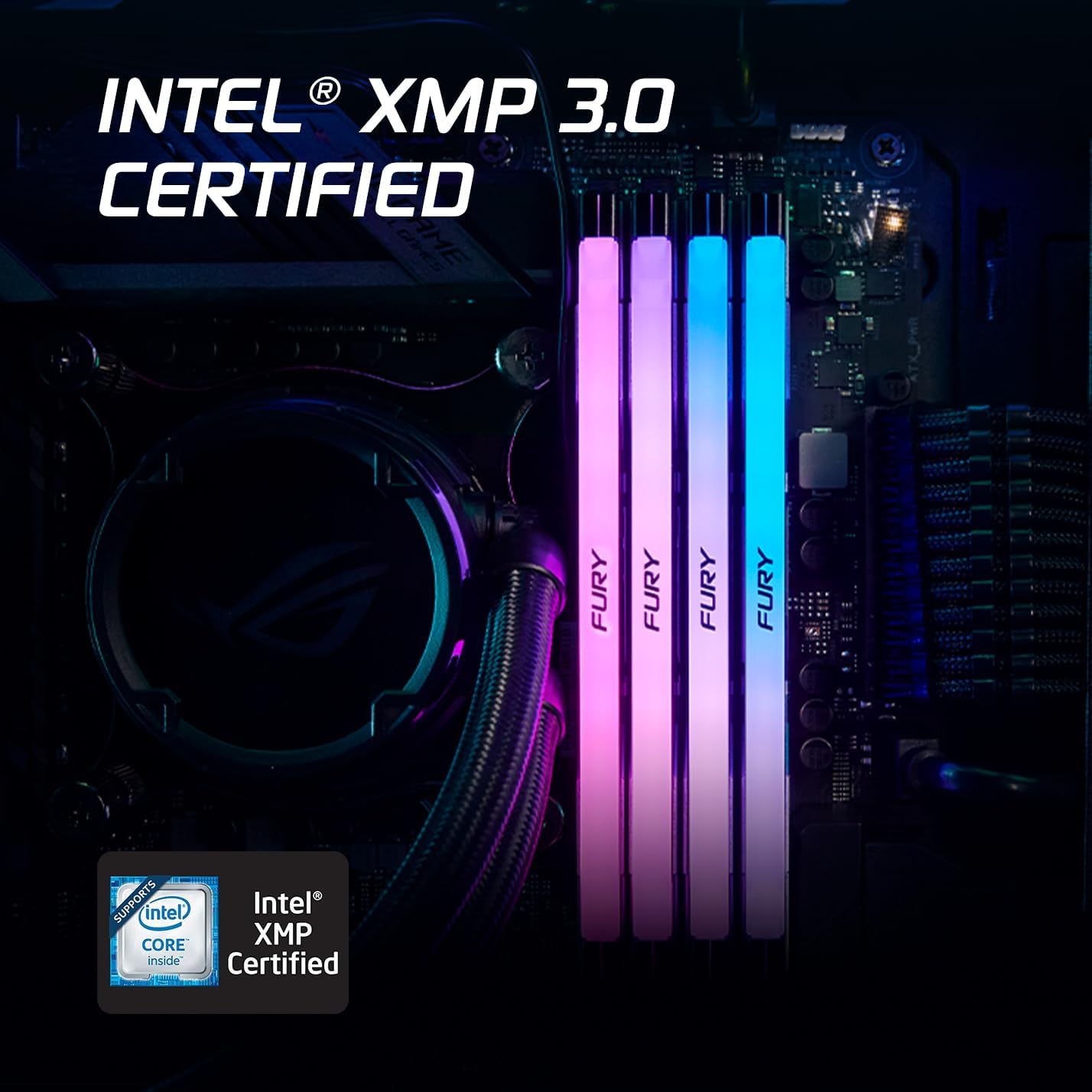 Memorie RAM Kingston Fury Renegade White RGB XMP 32GB (2x16GB) DDR5 6000MT/s CL32 DIMM për Desktop dhe Gaming – Kit me 2 Module (KF560C32RWAK2-32)