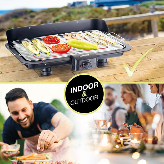 Korona Gril Elektrik Tryeze me Sipërfaqe të Madhe Pjekjeje (51 x 30 cm) 2200 Watt, Element Ngrohës i Heqshëm, Buton Sigurie, Rregullim i Vazhdueshëm i Temperaturës