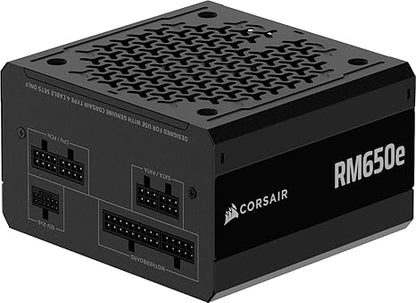 Furnizues Rryme CORSAIR RM650e (2025) – Modular i Plotë, Zhurmë e Ulët, ATX 3.1 & PCIe 5.1, Kabllo 12V-2x6, Efikasitet Cybenetics Gold, Kondensatorë të Vlerësuar në 105°C, Modalitet Standby Modern – Ngjyrë e Zezë