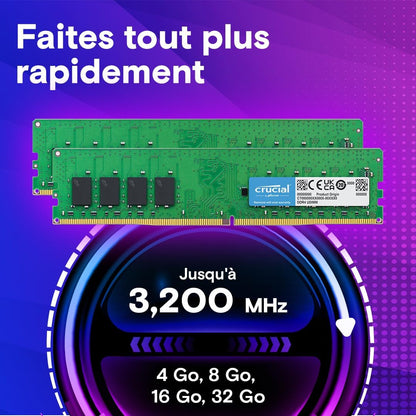Crucial 32GB DDR4 RAM Kit (2x16GB) – 3200MHz CL22 – RAM Memorie me performance te larte për kompjuter