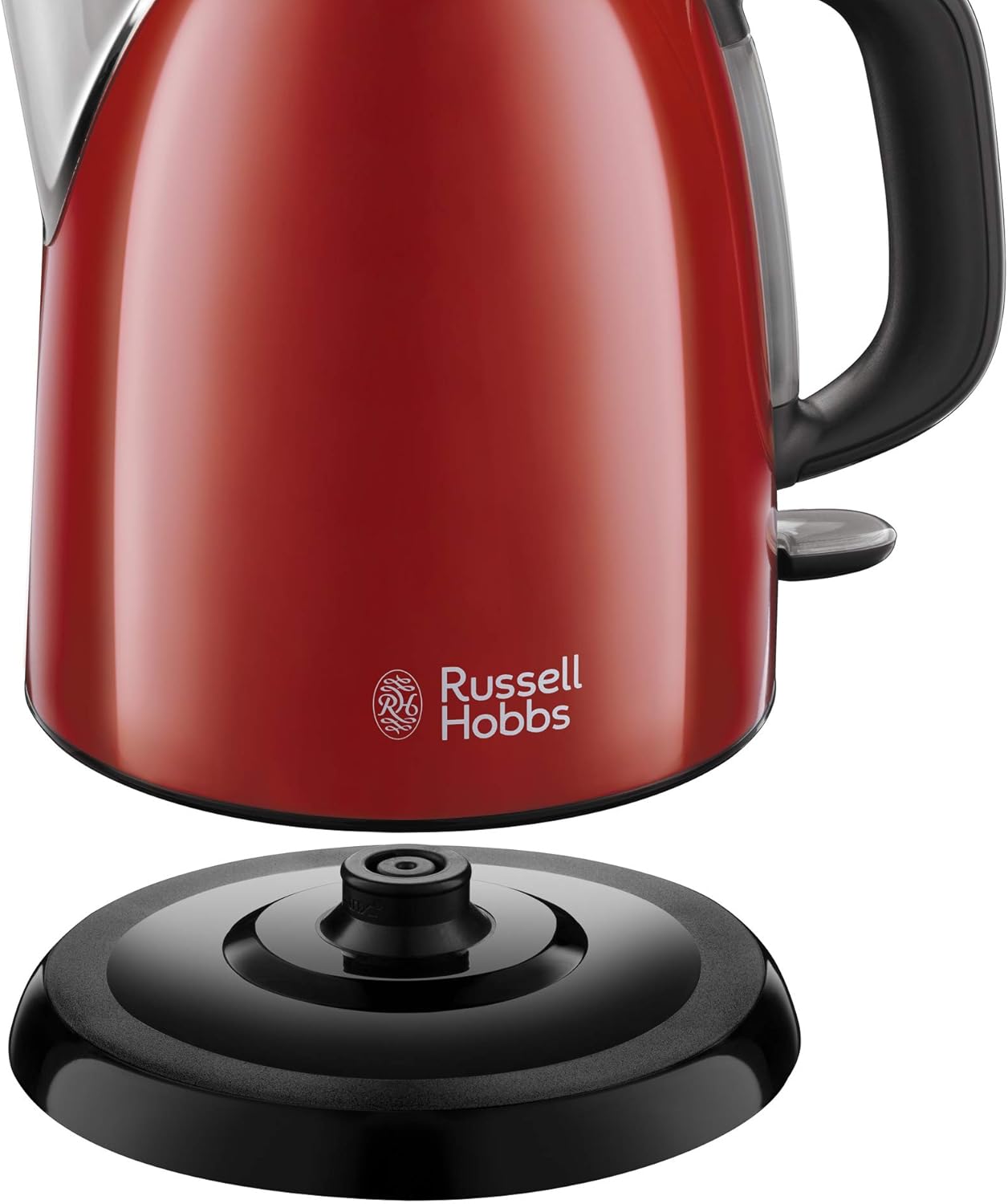 Çajnik Kompakt Russell Hobbs Colours+ në Ngjyrë të Kuqe, 1L, 2200W | Funksion Gatimi i Shpejtë | Hapur për Derdhje të Optimizuar | Tregues i Nivelit të Ujit | Shenja për Sasinë e Mbushjes | Çajnik i Vogël