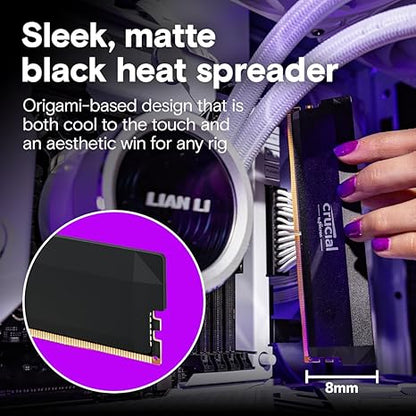 Crucial Pro DDR5 RAM 32GB Kit (2x16GB) 6400MHz CL38, Memorie Desktop për Gaming me Overclocking, Intel XMP 3.0 & AMD Expo e Përputhshme – E Zezë