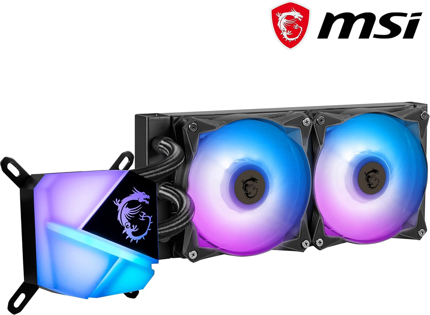 MSI MAG CORELIQUID C240 – Ftohës me ujë "All-in-One" për CPU Bllok pompë me ndriçim ARGB mbresëlënës – Pompë e integruar në radiator – Teknologji ftohjeje me qarkullim të ndarë (Split-Flow) – Tuba rezistentë ndaj avullimit – I përputhshëm me AMD & Intel