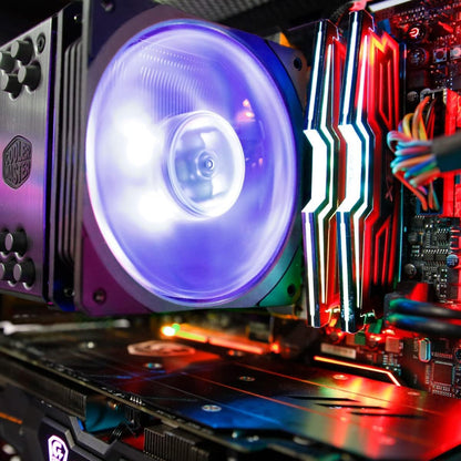 Ftohës CPU Cooler Master Hyper 212 RGB Black Edition me Mbështetje LGA1700, 4 Tubacione Termike dhe Ventilator RGB SF120R – Konfigurim Opsional Push-Pull