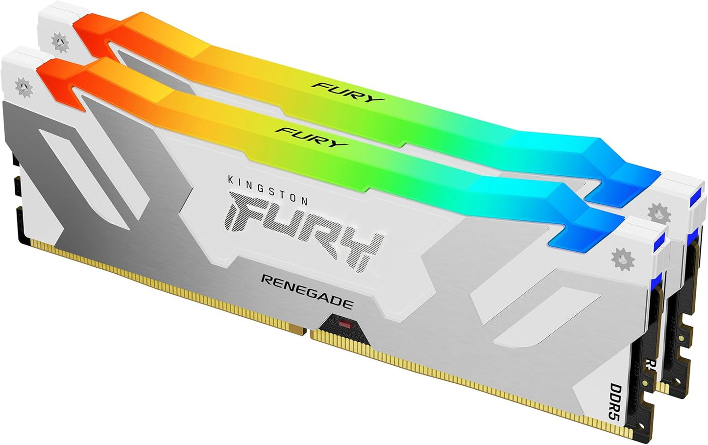 Memorie RAM Kingston Fury Renegade White RGB XMP 32GB (2x16GB) DDR5 6000MT/s CL32 DIMM për Desktop dhe Gaming – Kit me 2 Module (KF560C32RWAK2-32)