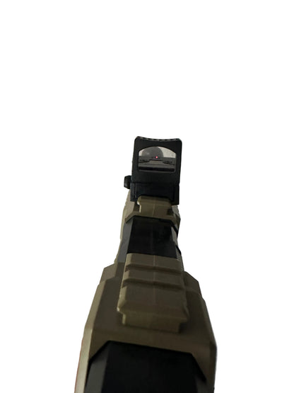 Lodër armë dore Gecko gjuajtje automatike dhe semiautomatike me shenjues pikë dhe laser, karikator rrumbullak për më shume plumba,bateri dhe kabllo mbushese.