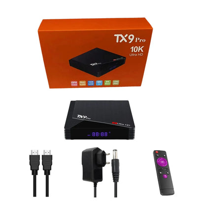 TX9 Pro 10K UltraHD 128GB Memorje dhe 8GB Ram Memorje, lidhje interneti 5G, procesor shumë i shpejtë me 4 bërthama, perkrah pamjet HEVC/H.265,2 porta USB,Android 15.0