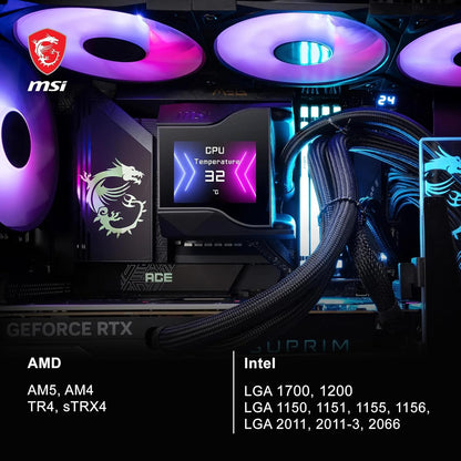 MSI MPG CORELIQUID D360 – Ftohës AIO 360mm me Lëng për Procesor – Me Ekran LCD të Personalizueshëm dhe Ndriçim ARGB