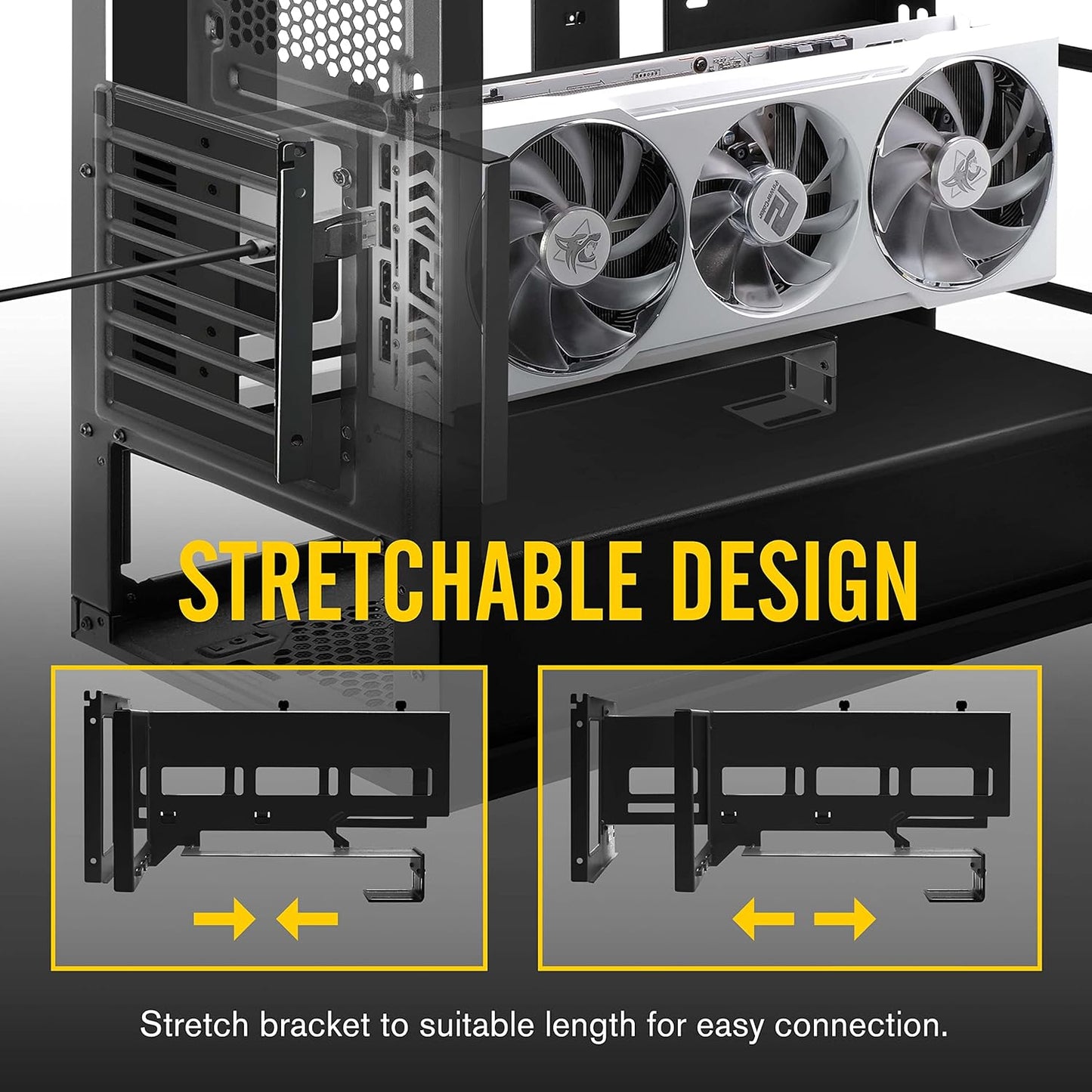 Mbajtëse Vertikale për GPU EZDIY-FAB me Kabllo PCIe 4.0 (17 cm, 90°) + Ndriçim ARGB LED, e Zezë