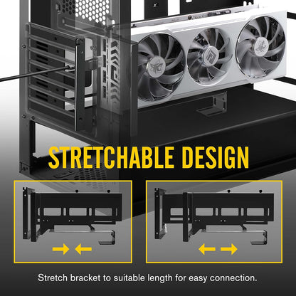 Mbajtëse Vertikale për GPU EZDIY-FAB me Kabllo PCIe 4.0 (17 cm, 90°) + Ndriçim ARGB LED, e Zezë