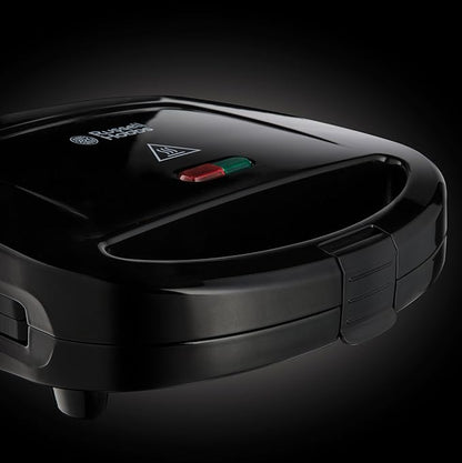 Russell Hobbs Pjekës Sanduiçesh / Pajisje për Tosta – Përgatit 2 Tosta, Pret dhe mbyll, Pllaka jo ngjitëse për pastrim të lehtë, Ruajtje në pozicion vertikal, Drita për ndezje dhe gatishmëri ngrohjeje, Dorezë me kapëse mbyllëse, 760W, Modeli 24520