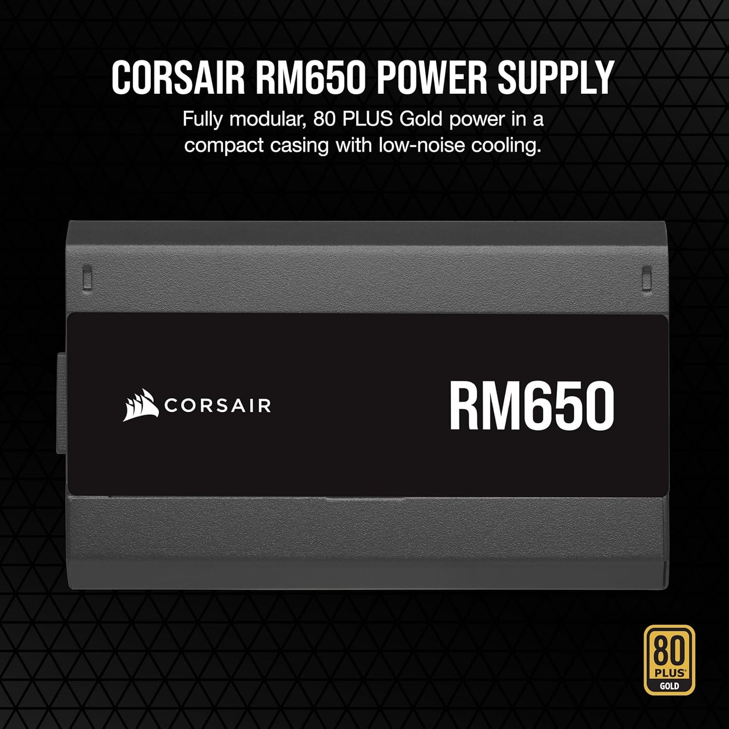 CORSAIR RM650 – Furnizues energjie 650 Watt – 80 PLUS Gold – Modular i plotë – Me zhurmë të ulët – ATX 3.1 – PCIe 5.1 – Ngjyrë e zezë