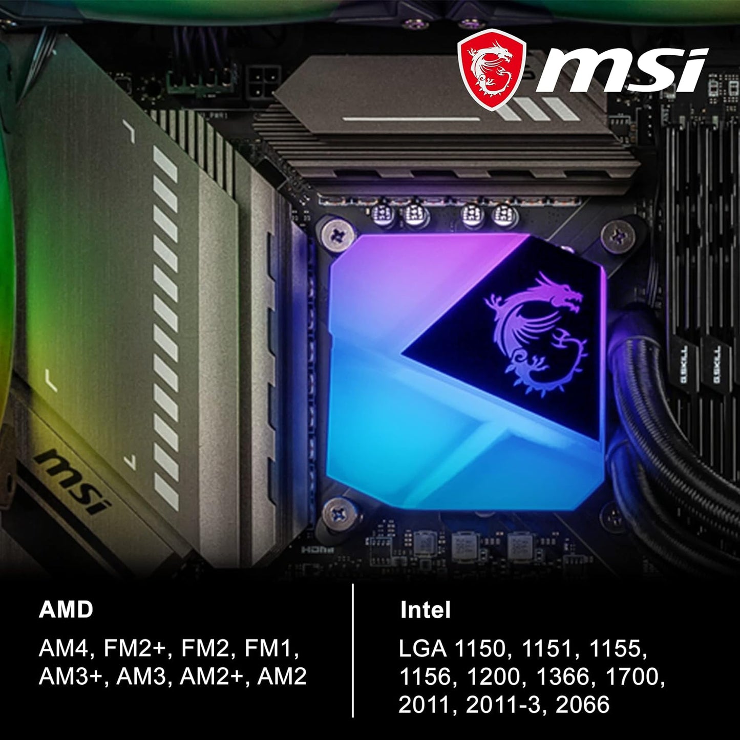 MSI MAG CORELIQUID C240 – Ftohës me ujë "All-in-One" për CPU Bllok pompë me ndriçim ARGB mbresëlënës – Pompë e integruar në radiator – Teknologji ftohjeje me qarkullim të ndarë (Split-Flow) – Tuba rezistentë ndaj avullimit – I përputhshëm me AMD & Intel