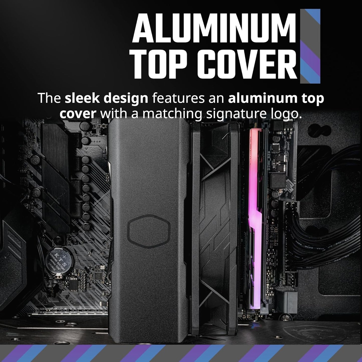 Cooler Master Hyper 212 Black – Ftohës ajri për procesor – Ventilator SickleFlow 120 Edge me kontroll PWM – Mbulesë alumini në pjesën e sipërme – 4 tuba nxehtësie prej bakri – Lartësi 152 mm – Përshtatje për AMD Ryzen AM5/AM4 dhe Intel LGA 1851/1700/1200