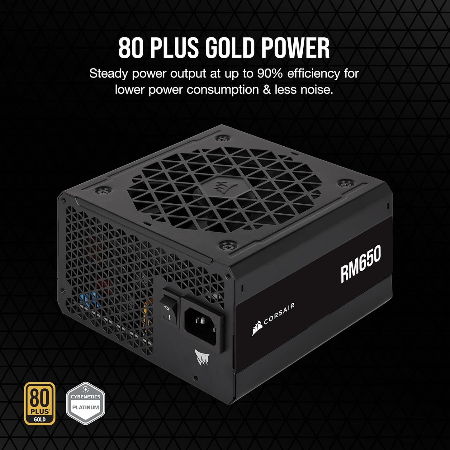 CORSAIR RM650 – Furnizues energjie 650 Watt – 80 PLUS Gold – Modular i plotë – Me zhurmë të ulët – ATX 3.1 – PCIe 5.1 – Ngjyrë e zezë