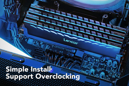 Lexar THOR DDR4 RAM 16GB Kit (2x8GB) 3200 MHz, DRAM 288-Pin UDIMM Memorie për Desktop, XMP 2.0 Memorie Kompjuterike me Performancë të Lartë, CL16-18-18-38, 1.35V (LD4BU008G-R3200GDXG)