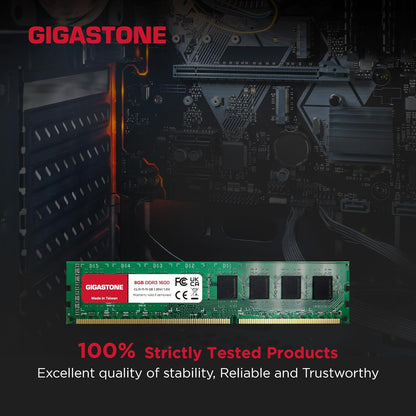【DDR3 RAM】 Gigastone RAM 8GB DDR3 1600MHz PC3-12800 CL11 1.5V UDIMM 240 pin Jo-ECC për kompjuterë desktop
